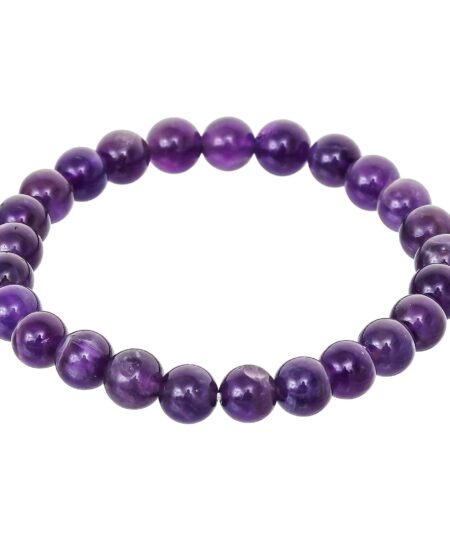 Amethyst Plain Bracelet for Women Men's Gifts - Protection Healing Crystal Bracelet - 8mm Gemstone Beaded Adjustable