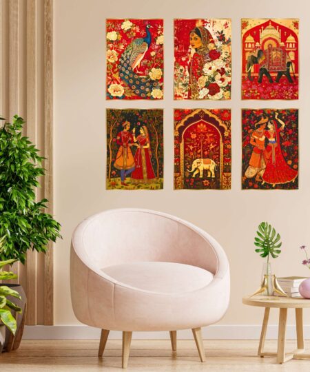 Set of Six Wall Paintings for Wall Dacoration Golden Framed Wall Paintings for Living Room & Bedroom Wall Art for Home Decoration & Office Wall Décor (17x13 inch CH-GD6-11)