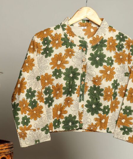 Handmade Block Print Cotton for Women ? Ethnic Floral Printed Top with Long Sleeves