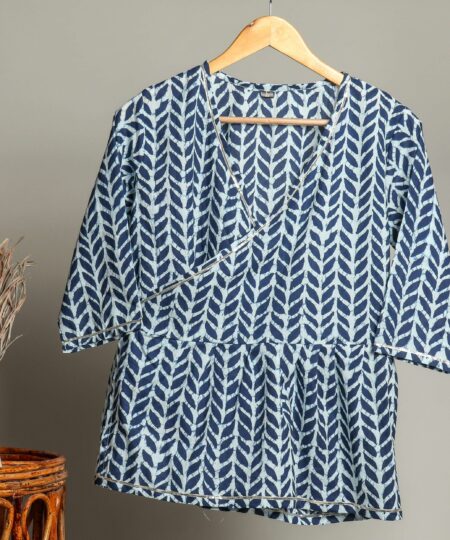 Handmade Block Print Cotton for Women ? Ethnic Floral Printed Top with Long Sleeves